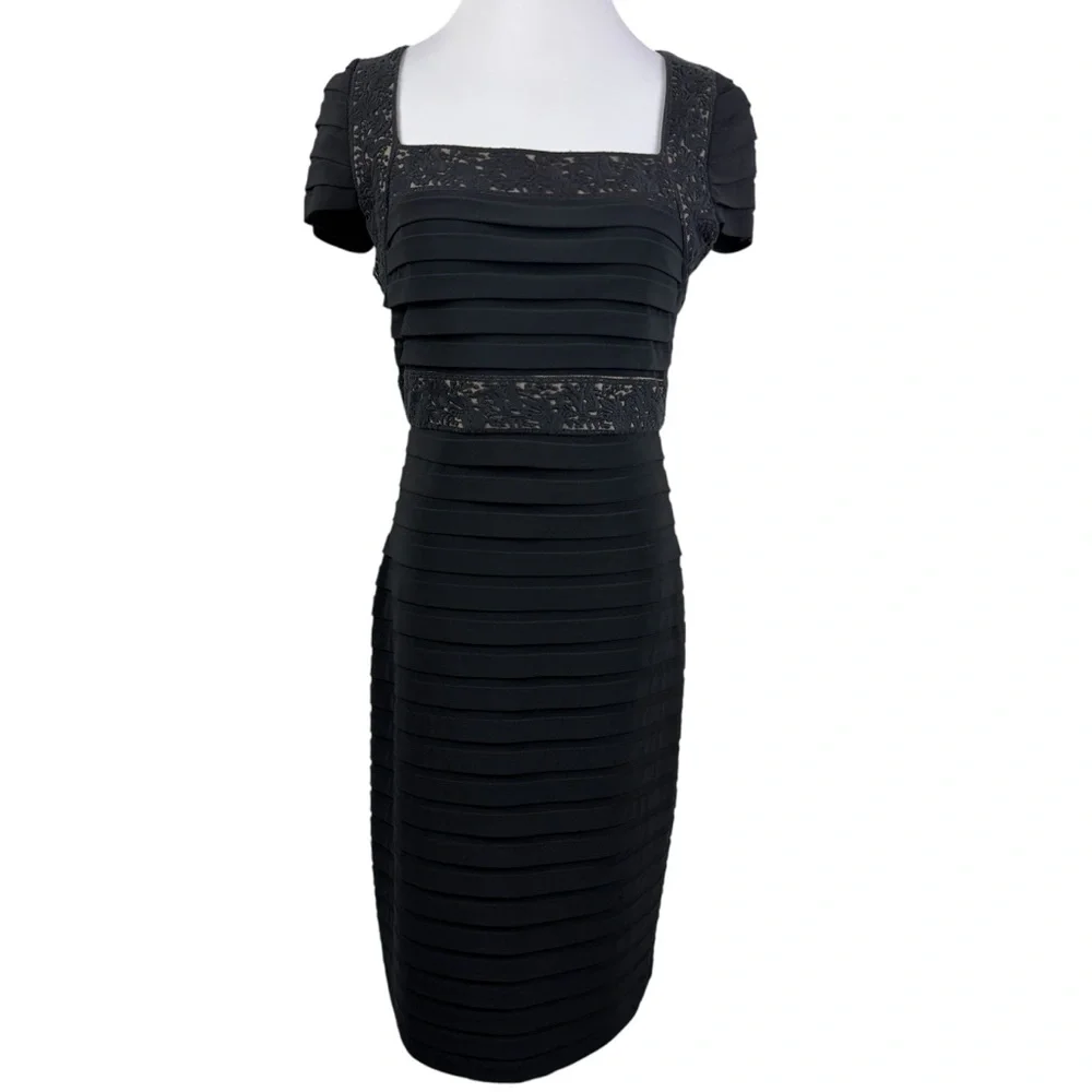 little black dress saks fifth avenue Sultry black corset mini dress with lace hem, Parisienne